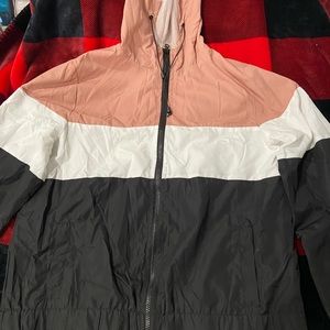 Pink black and white zip up